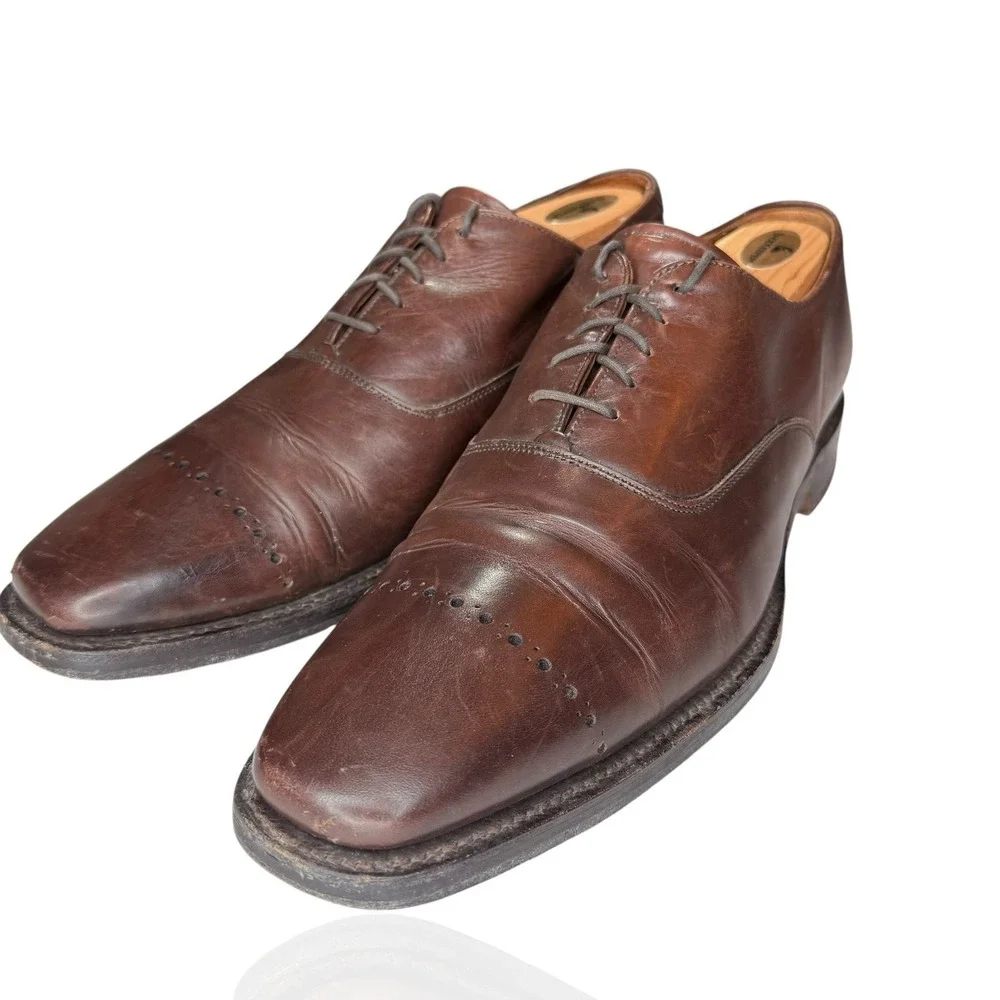Cheaney Perry‎ Brown Leather Cap Toe Oxford Shoes US 10 / UK 9 Made In England